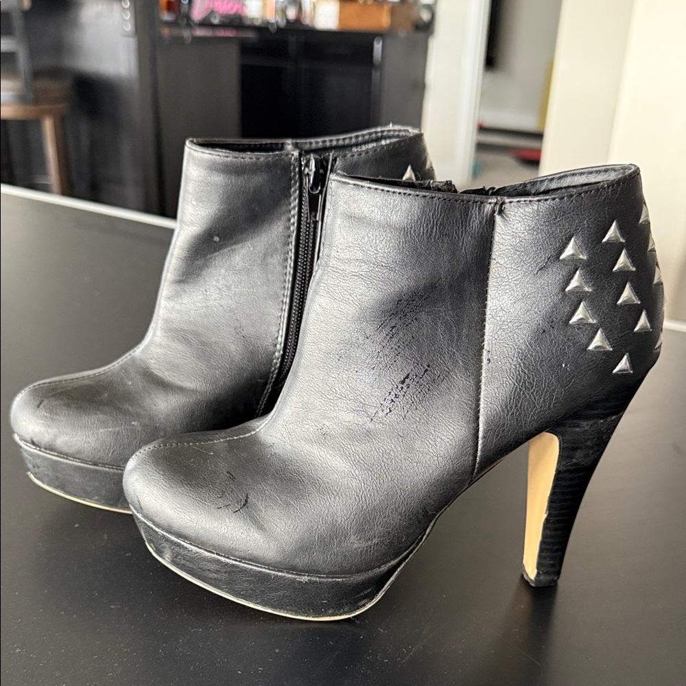 Madden Girl Black Studded Ankle Booties